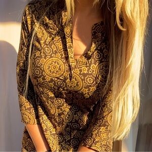 Utsa brown floral-patterned straight kurta m